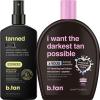 imagebtan Tanning Oil ampamp UV Tan Bed Lotion Kit  Best Dark Sun Tanner Bundle  Fast Tinted Indoor Outdoor Browning Accelerator Cream ampamp Dark Bronzing Spray Body Tan Extender No Suntan Protection