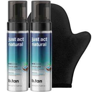 imagebtan Clear Self Tanner Bronzing Water Duo Bundle  Just Act Natural  Best 1 Hour Express Sunless Tanning Mousses with Mitt Applicator TransferFree Enriched With Coconut Water ampamp Vitamin E No Smel