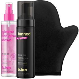 imagebtan Clear Self Tanning Gel ampamp Face Spray Kit  Glow Your Own Way Next Level  Gradual Facial Tan Mist Bundle  Dark 1 Hour Express TransferResistant Fake Tanner with Body Mitt Applicatorbtan  glow bundle