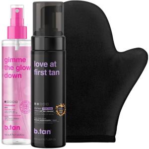 imagebtan Clear Self Tanning Gel ampamp Face Spray Kit  Glow Your Own Way Next Level  Gradual Facial Tan Mist Bundle  Dark 1 Hour Express TransferResistant Fake Tanner with Body Mitt Applicatorlovers bundle