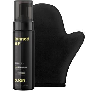 imagebtan Violet Self Tanner Kit  Fall In Love at First Tan Bundle  Dark Tanning Mousse w Mitt Applicator 1 Hour Express Foam Best Bronzing Glow No Orange Tones or Fake Tan Smell Vegan 67 Fl Ozget tanned bundle