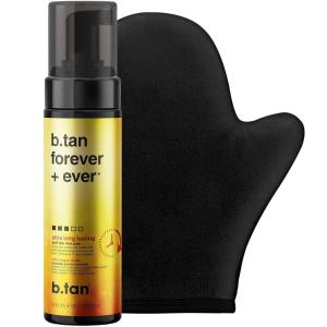 imagebtan Violet Self Tanner Kit  Fall In Love at First Tan Bundle  Dark Tanning Mousse w Mitt Applicator 1 Hour Express Foam Best Bronzing Glow No Orange Tones or Fake Tan Smell Vegan 67 Fl Ozbtan forever bundle
