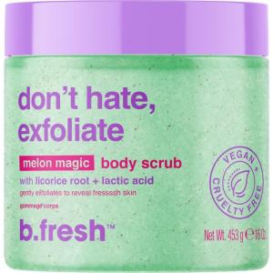 imagebfresh Exfoliating Body Scrub  Dont Hate Exfoliate Soothing Body Polish For Women ampamp Men  Sugar Scrub Enhanced With Hydrating Lactic Acid  Licorice Root Magic Melon Scent