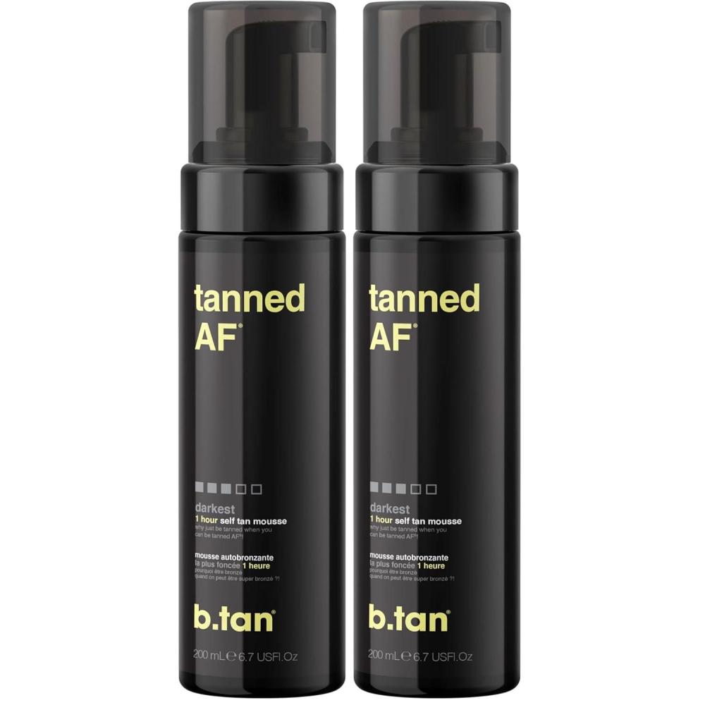 imagebtan Self Tan Mousse  Tanned AF  Darkest Self Tanner for Fastest Darkest Tan 67 Fl Oz Pack of 2
