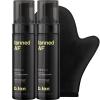 imagebtan Dark Self Tanner Kit  Anytime Glow Getter Bundle  2 Pack of Tanned AF Sunless Tanning Mousse with Mitt Applicator Glove 1 Hour Express Foam Fast Bronze for Face ampamp Body No Fake Tan Smell