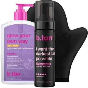 image:imagebtan Ultra Dark Self Tanning Kit  Next Level Duo Bundle  Best Fake Tan Mousse Glow Your Own Way Clear Tanner Gel wSmooth Mitt Applicator 1 Hour Express Sunless Foam Fast Summer Bronze